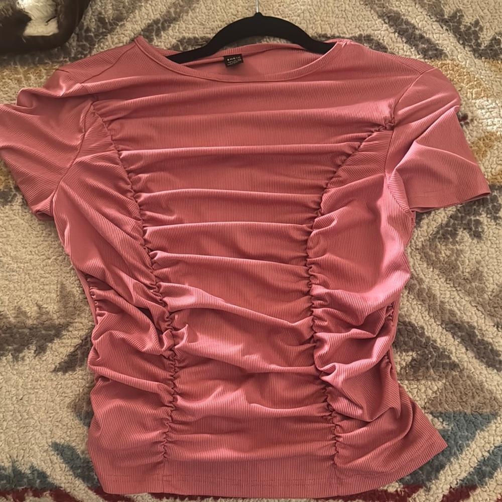 Elegant Pink Ruched Top shein blouse women